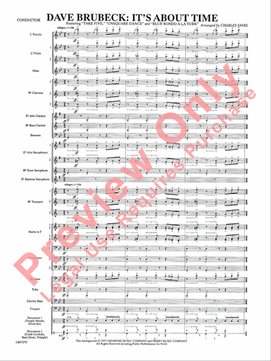 Dave Brubeck: It's About Time Concert Band scores gallery preview page 4