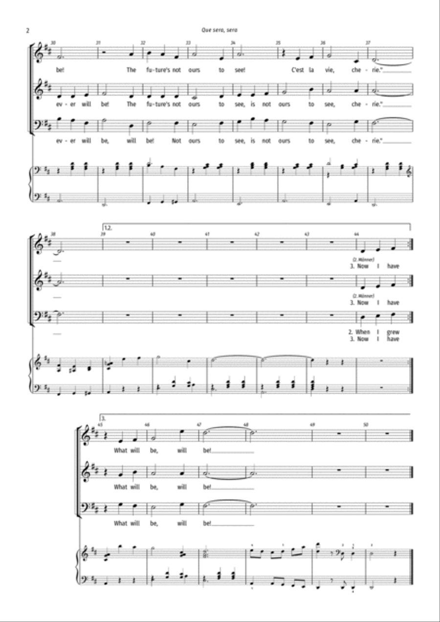 Que Sera, Sera (whatever Will Be, Will Be) 3-Part scores gallery preview page 3