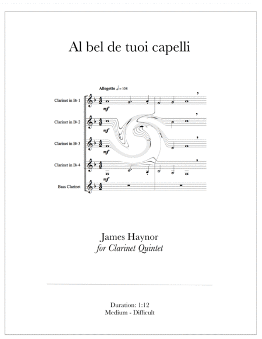 Al bel de tuoi capelli for Clarinet Quintet Clarinet Quintet scores gallery preview page 1