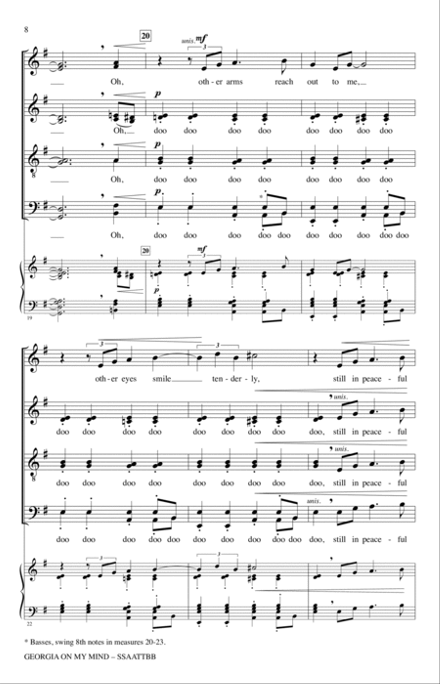 Georgia On My Mind (arr. Tripp Carter) SSAATTBB scores gallery preview page 6
