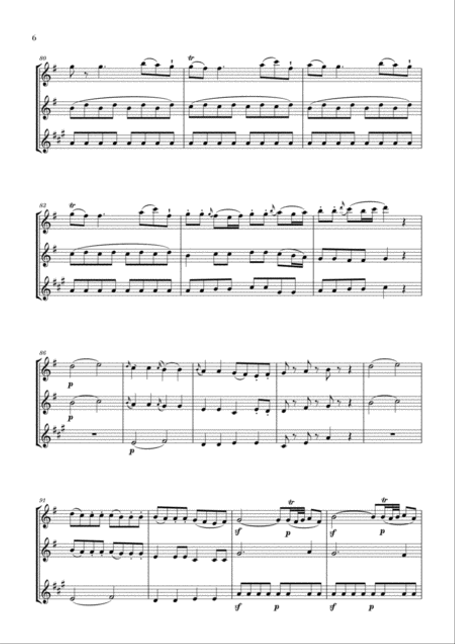 Eine Kleine Nachtmusik for 2 Flutes and Bass Clarinet Woodwind Trio scores gallery preview page 6