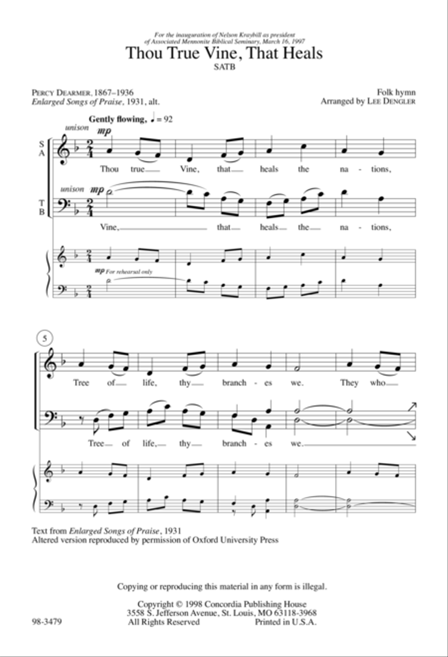 Thou True Vine that Heals 4-Part scores gallery preview page 2