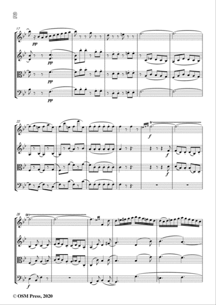 Mozart-String Quartet No.17 in B flat Major,The Hunt,K.458 String Quartet scores gallery preview page 4