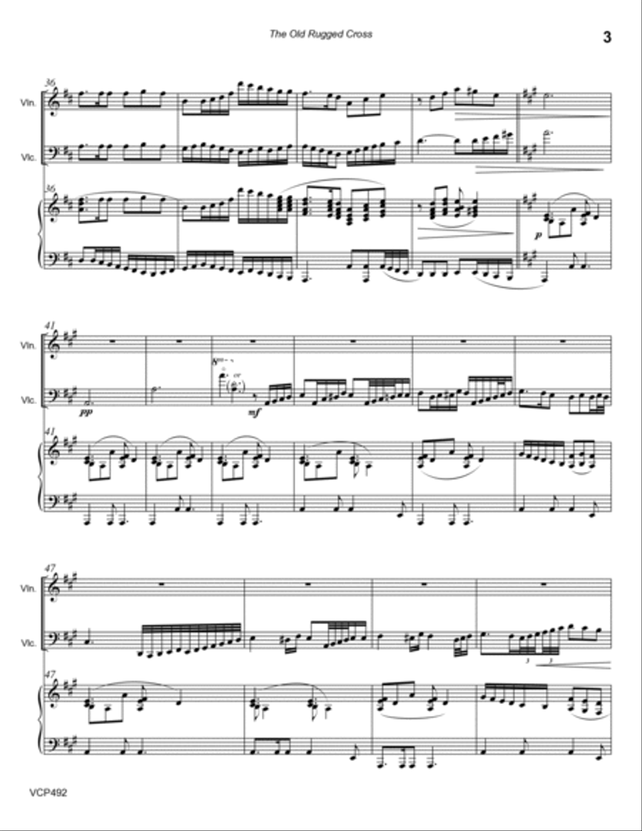 THE OLD RUGGED CROSS - Violin & Cello with Piano accompaniment Piano Trio scores gallery preview page 3