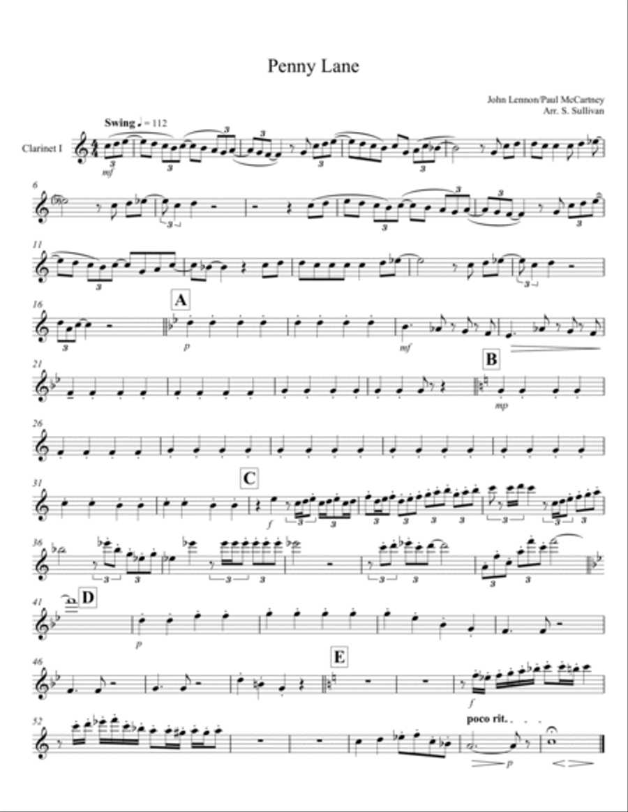 Penny Lane Clarinet Quintet scores gallery preview page 5