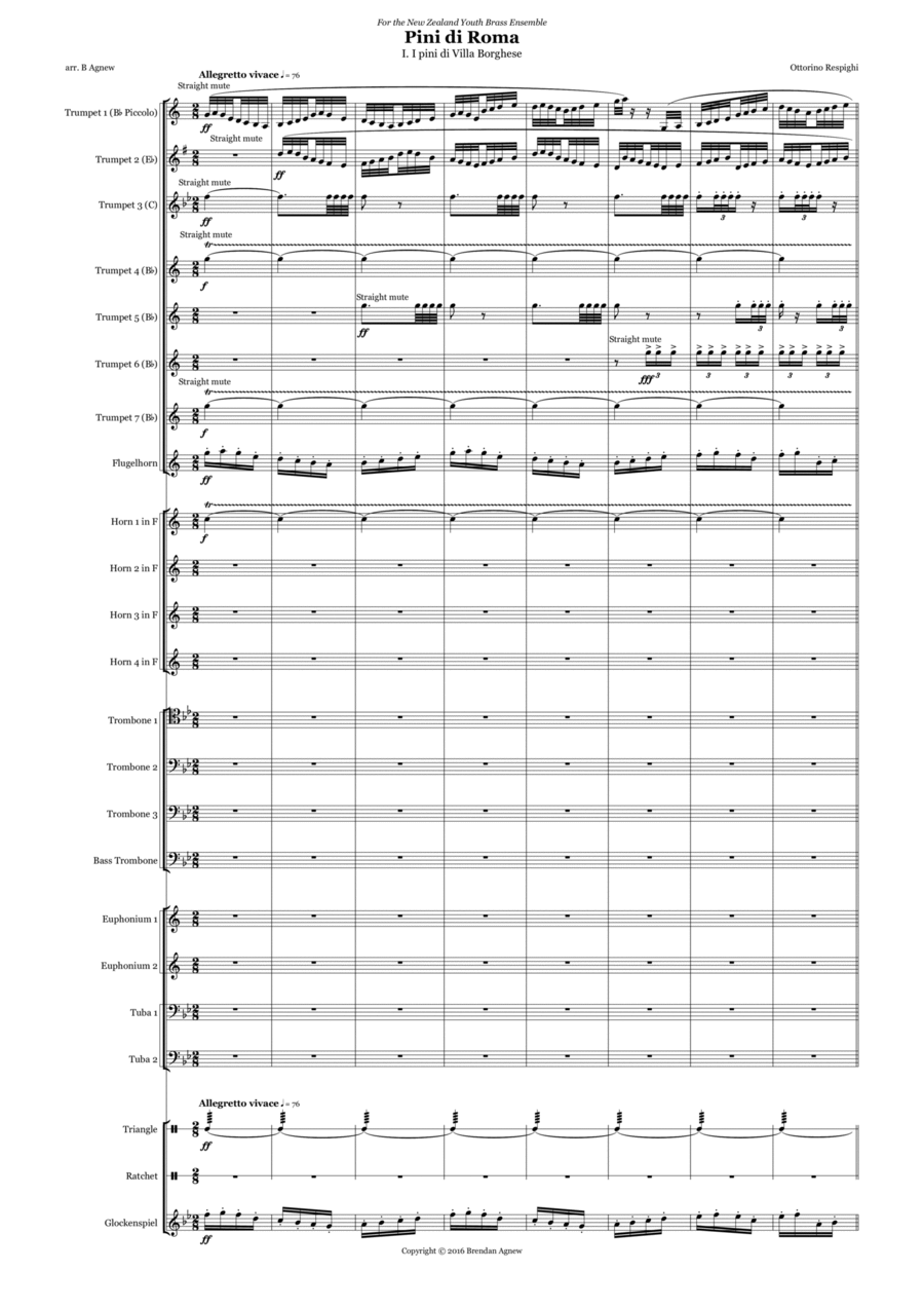 Pini di Roma Brass Ensemble scores gallery preview page 1