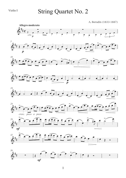 Alexander Borodin - String Quartet No. 2 in D major "Nocturne"(single part) 
