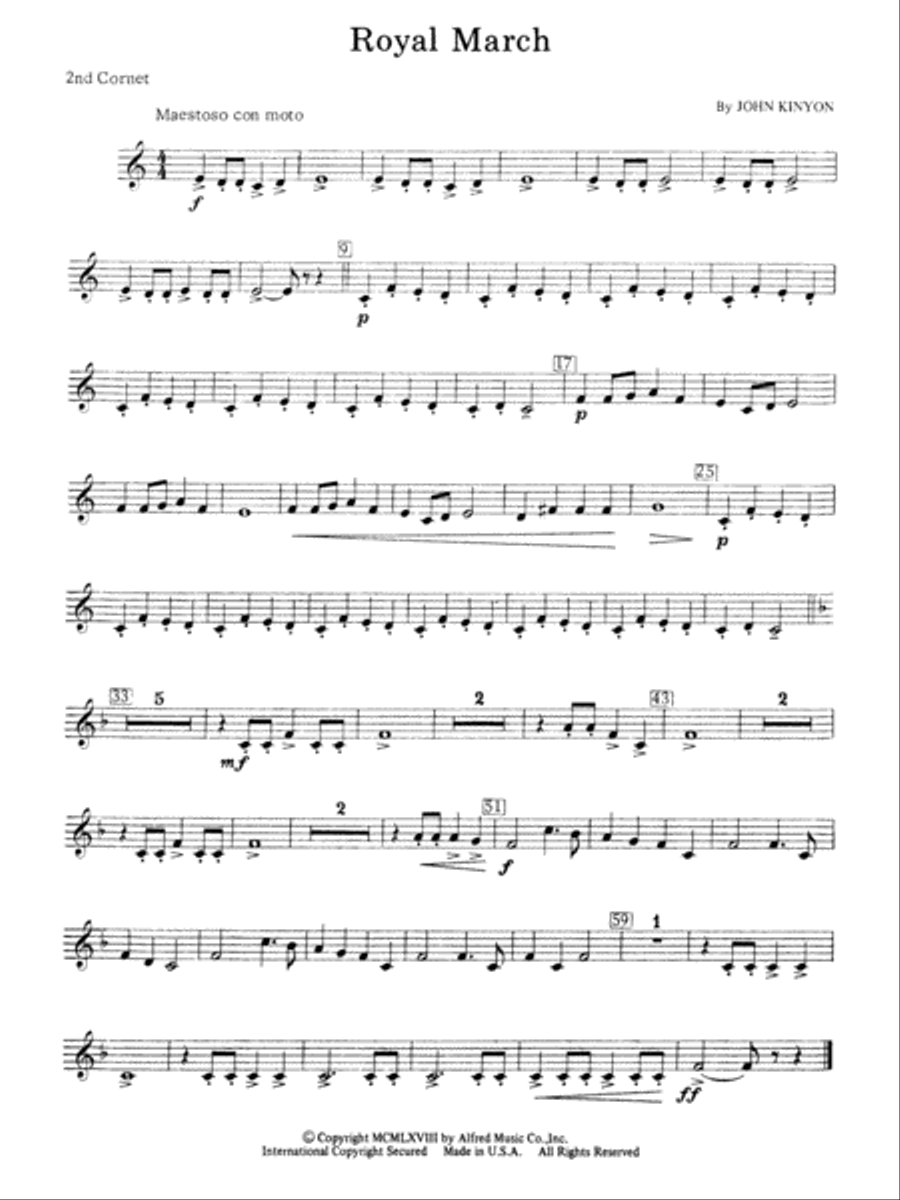 Royal March: 2nd B-flat Cornet Concert Band scores gallery preview page 1