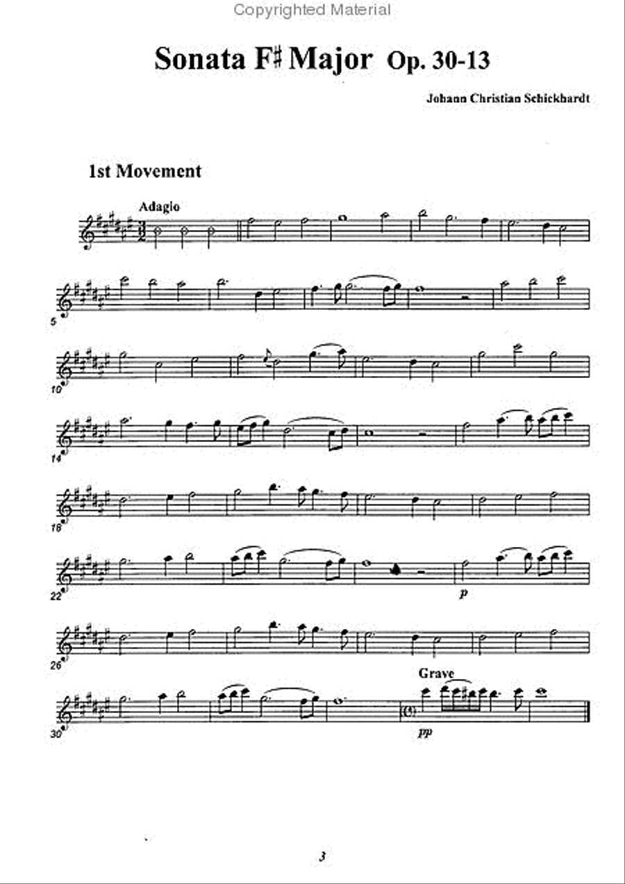 Sonata in F-sharp Major, Op. 30-13 Alto Recorder scores gallery preview page 2
