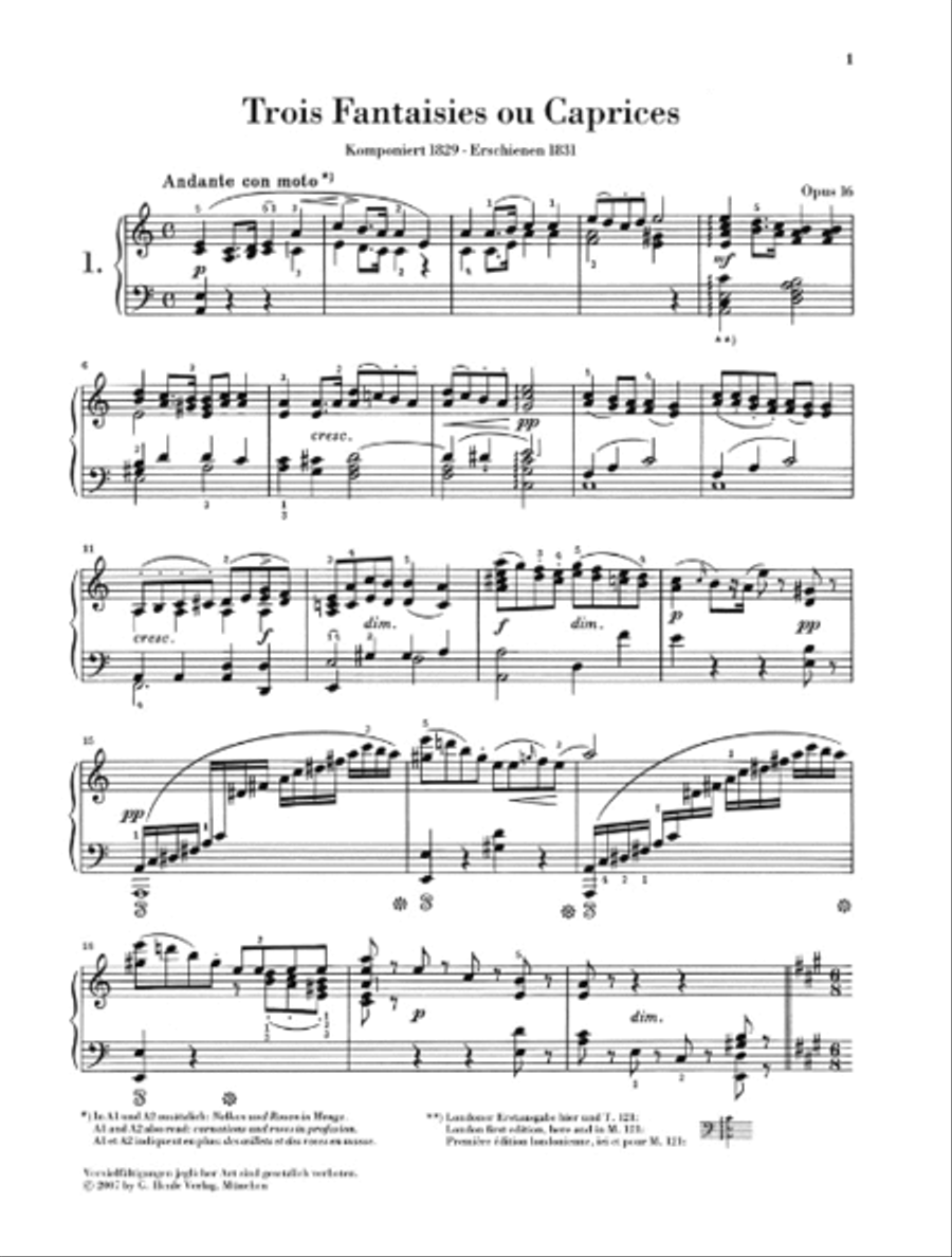 3 Fantasies ou Caprices Op. 16