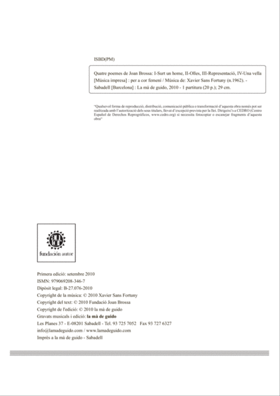 Quatre poemes de Joan Brossa SA scores gallery preview page 4