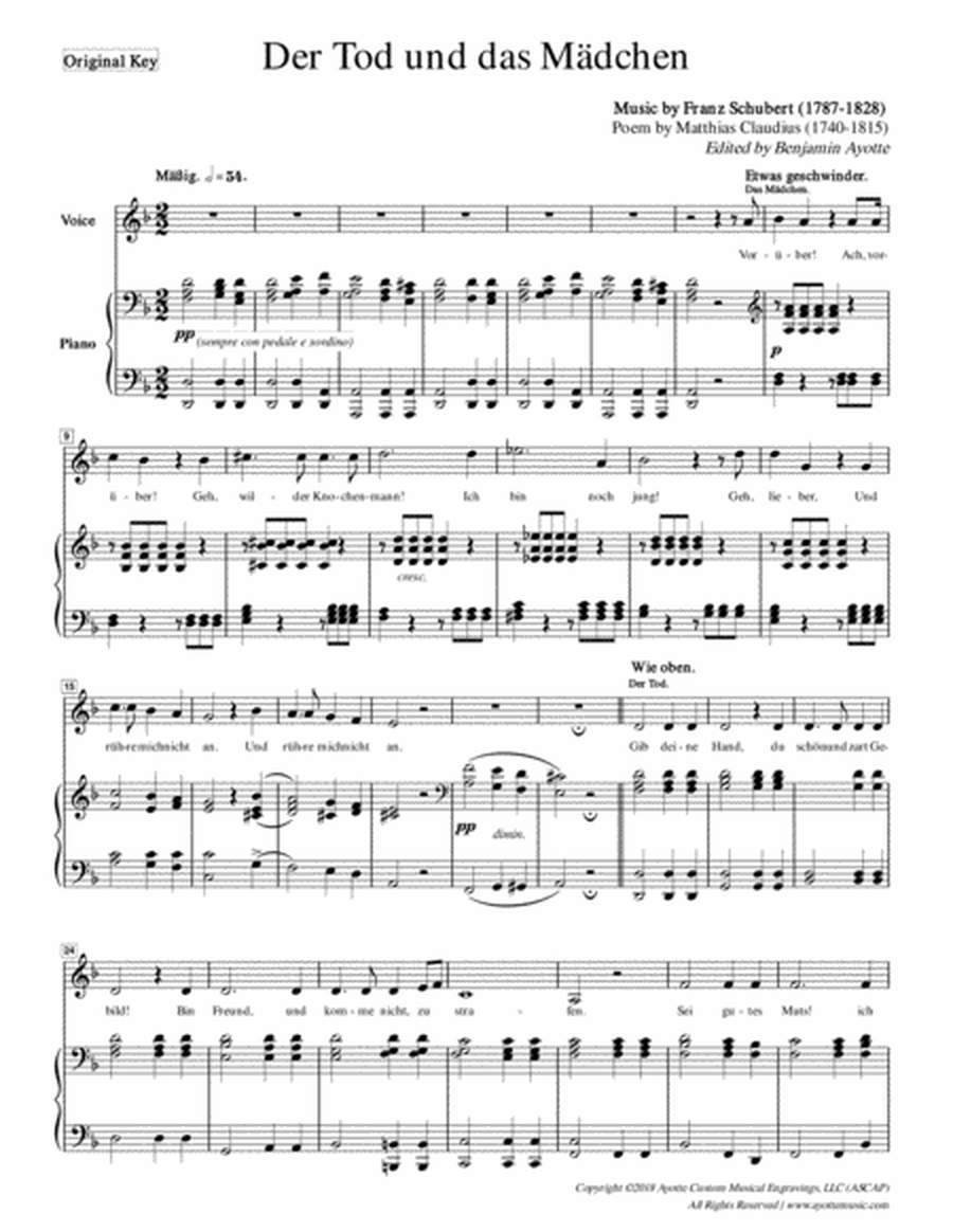 Schubert - Der Tod und das Madchen - Low Voice in D minor
