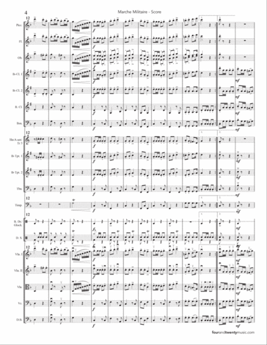 Marche Militaire no 1, arranged for school orchestra Full Orchestra scores gallery preview page 4