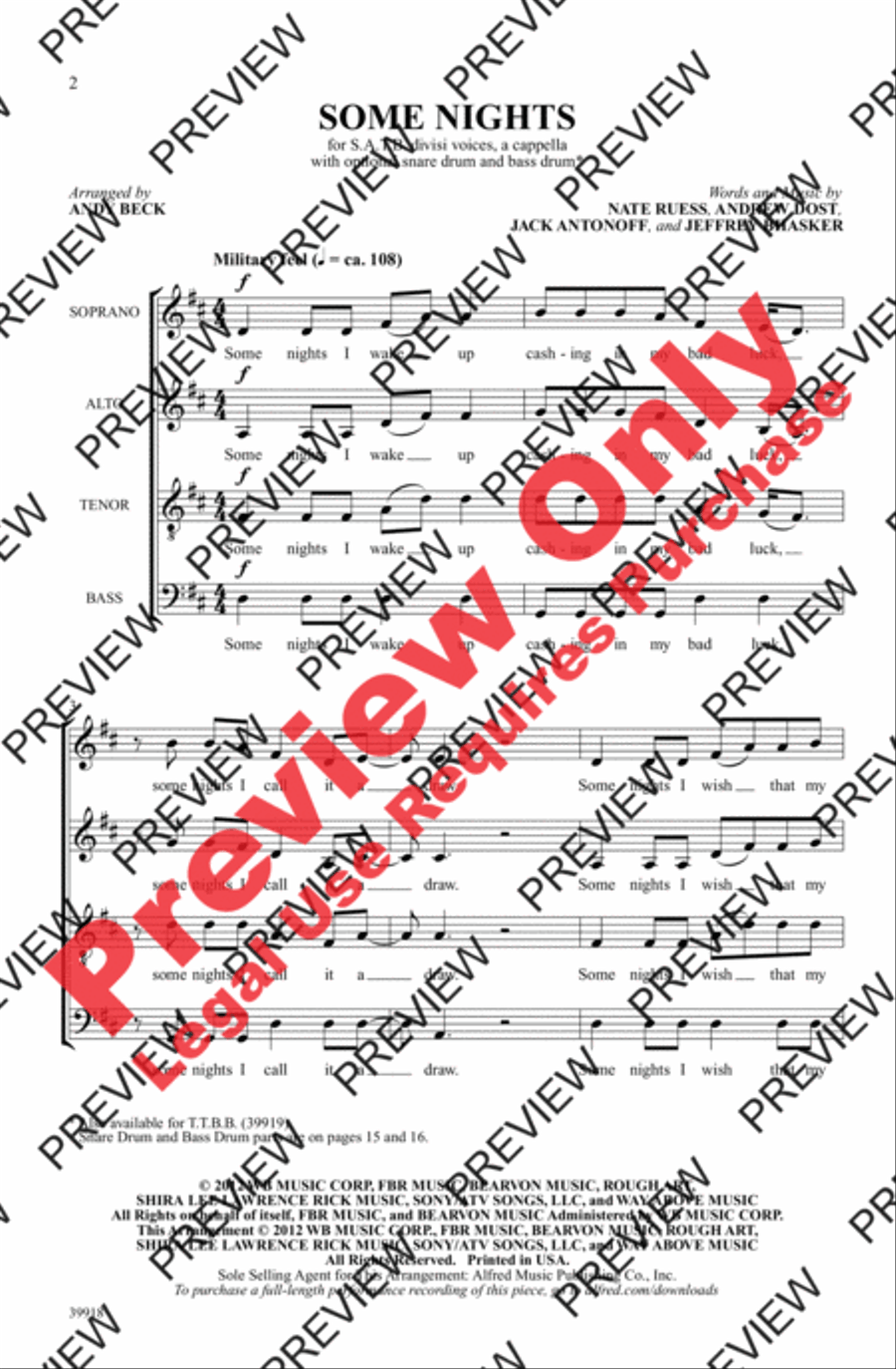 Some Nights Some Nights 4-Part scores gallery preview page 2