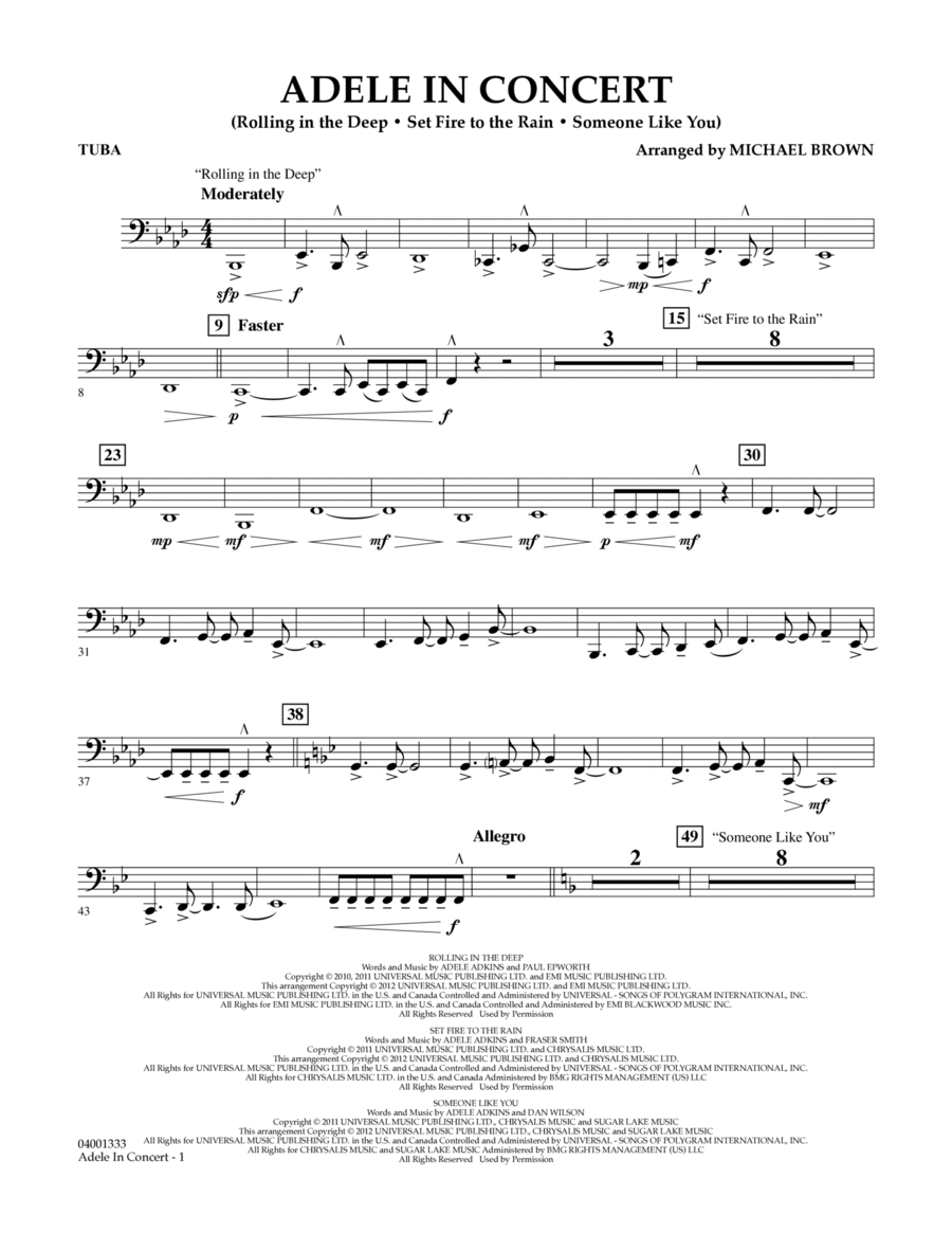 Adele In Concert - Tuba Concert Band scores gallery preview page 1