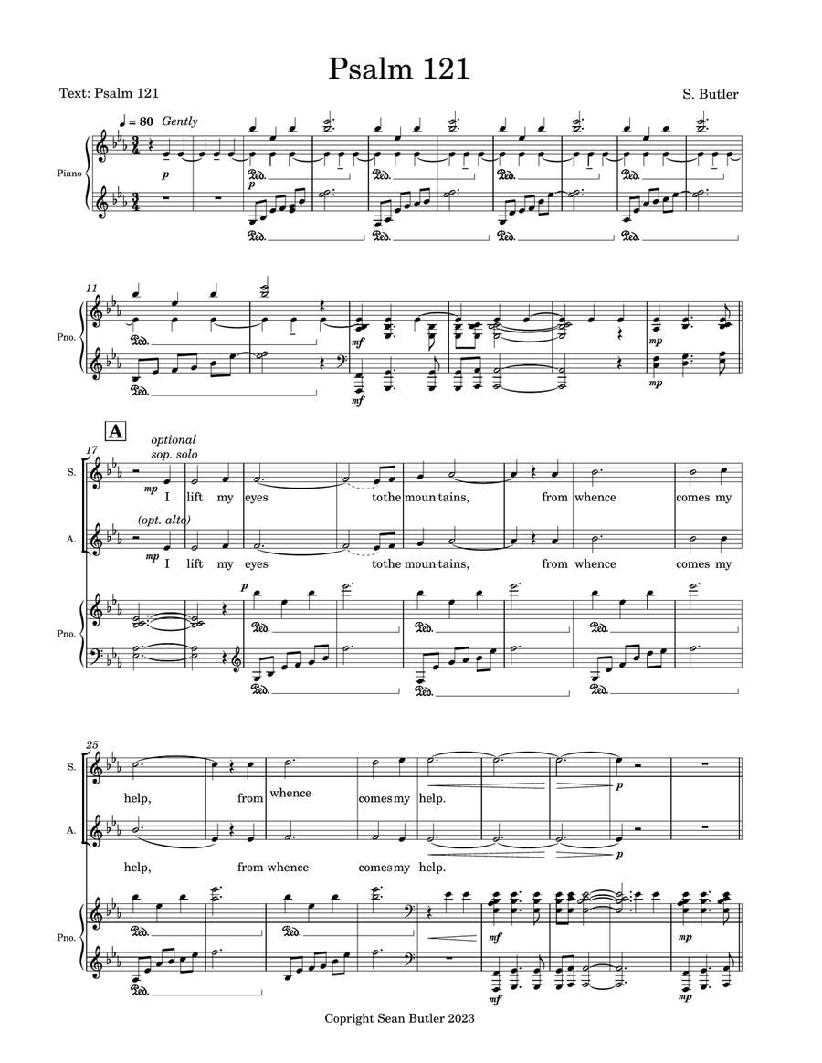 Psalm 121 4-Part scores gallery preview page 1