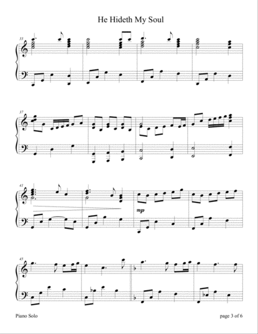 He Hideth My Soul Piano Solo scores gallery preview page 3