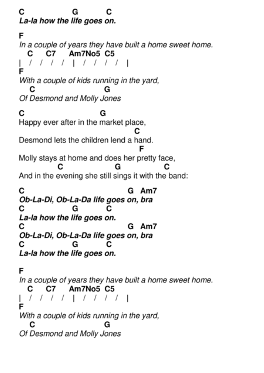 Ob-la-di, Ob-la-da Ob-la-di, Ob-la-da Guitar scores gallery preview page 2