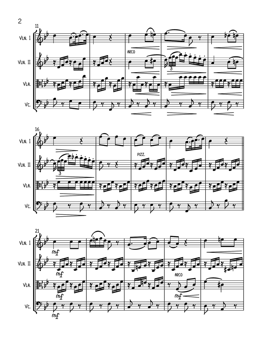 Voi Che Sapete from THE MARRIAGE OF FIGARO - String Quartet String Quartet scores gallery preview page 2