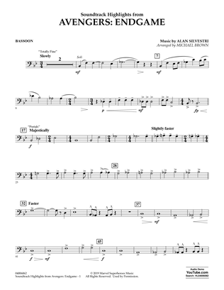 Book cover for Soundtrack Highlights from Avengers: Endgame (arr. Michael Brown) - Bassoon