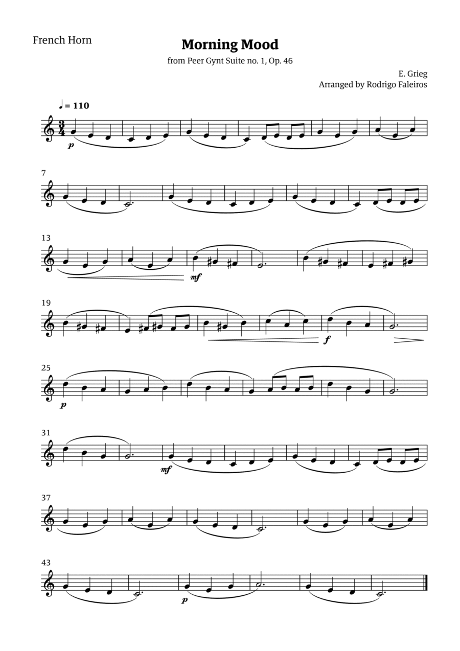 Morning Mood (solo french horn - level 3) Horn Solo scores gallery preview page 1