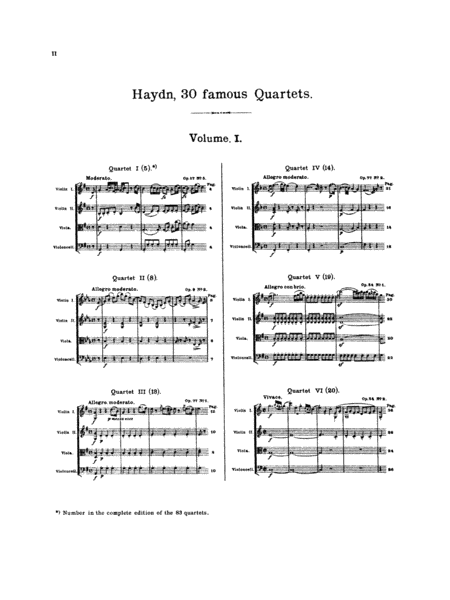 Thirty Celebrated String Quartets, Volume 1
