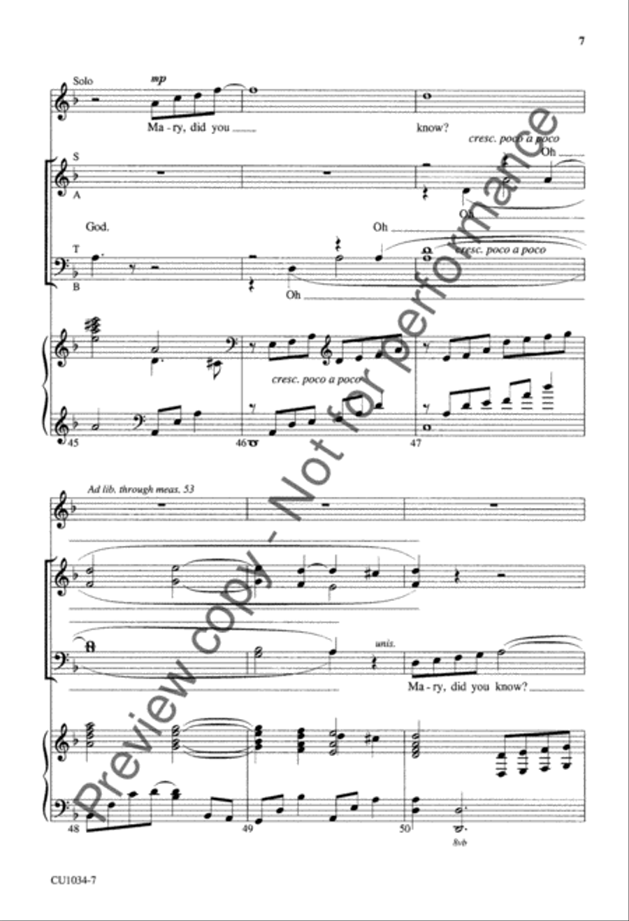 Mary, Did You Know? 4-Part scores gallery preview page 8
