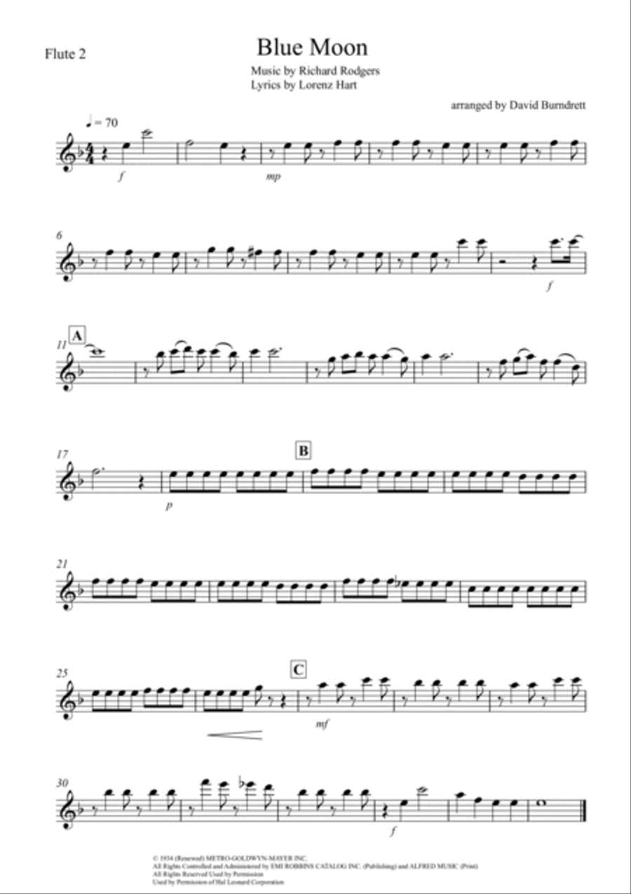 Blue Moon Blue Moon Flute Solo scores gallery preview page 5