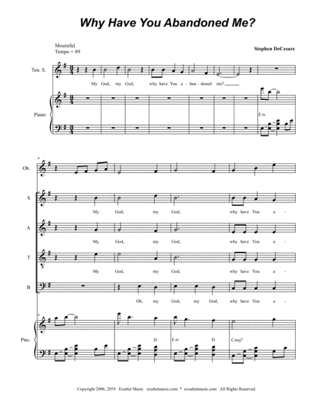 Why Have You Abandoned Me? (for Tenor Solo & SATB) image number null