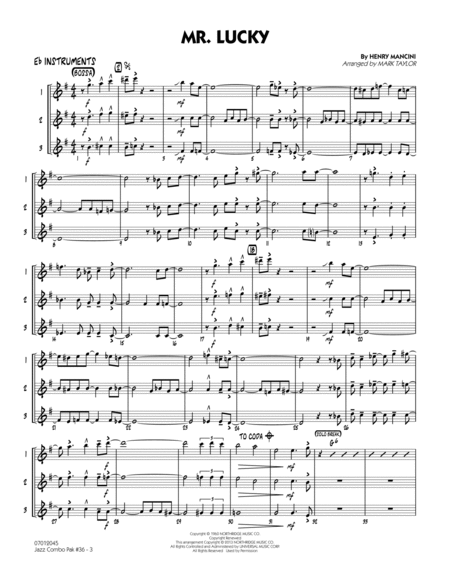 Jazz Combo Pak #36 (Henry Mancini) - Eb Instruments
