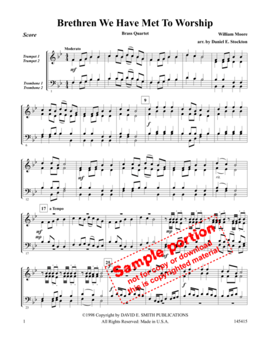 Brethren We Have Met/Worship Brass Quartet scores gallery preview page 2
