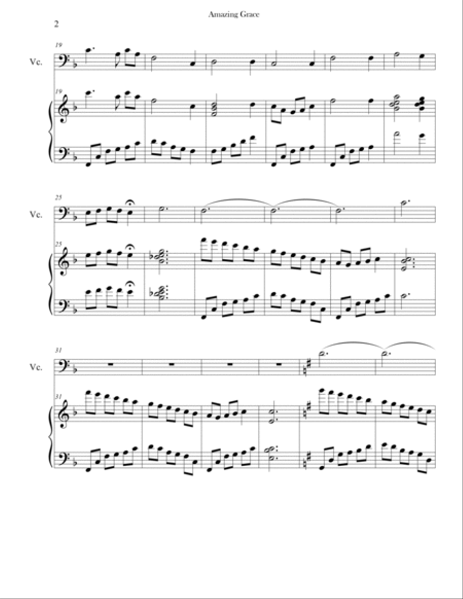 Amazing Grace (Advanced Piano & Cello) Piano scores gallery preview page 2