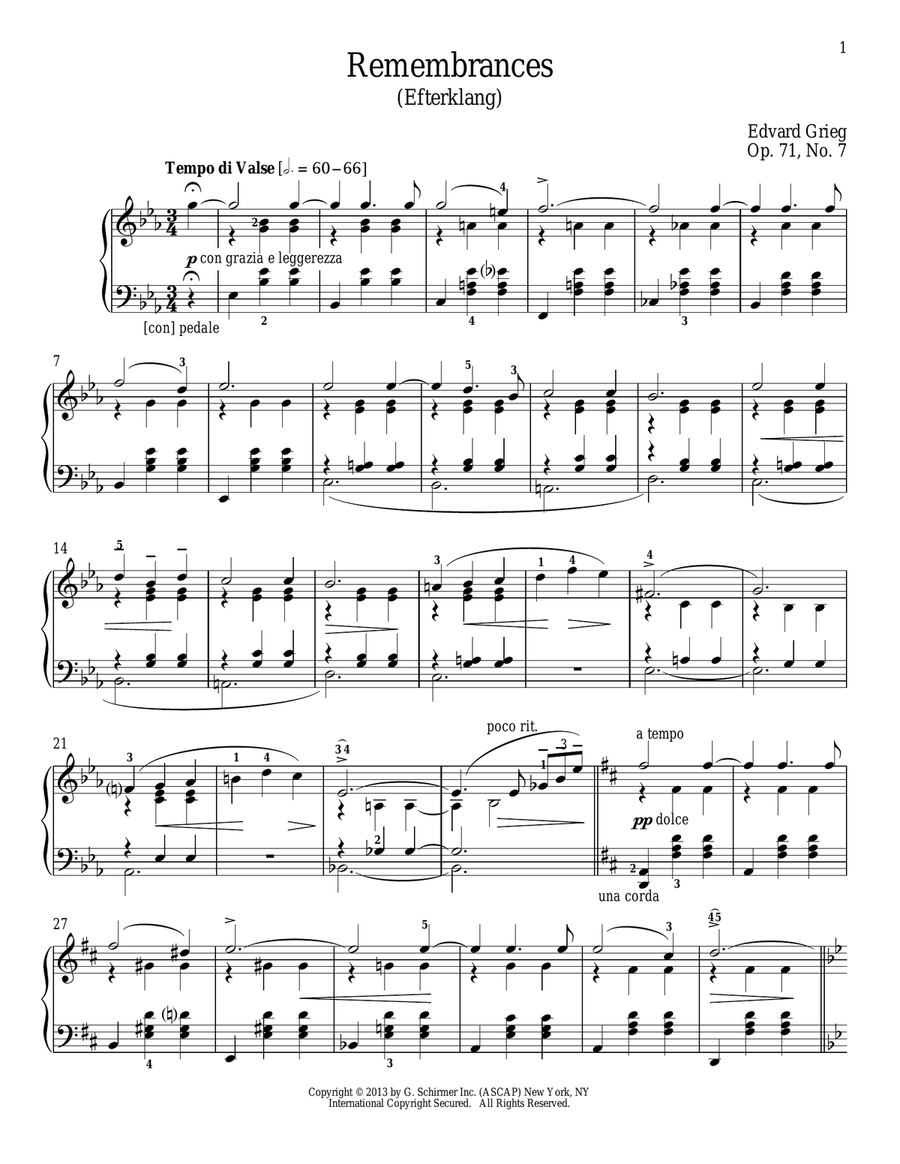 Remembrances (Efterklang), Op. 71, No. 7 Piano Solo scores gallery preview page 1