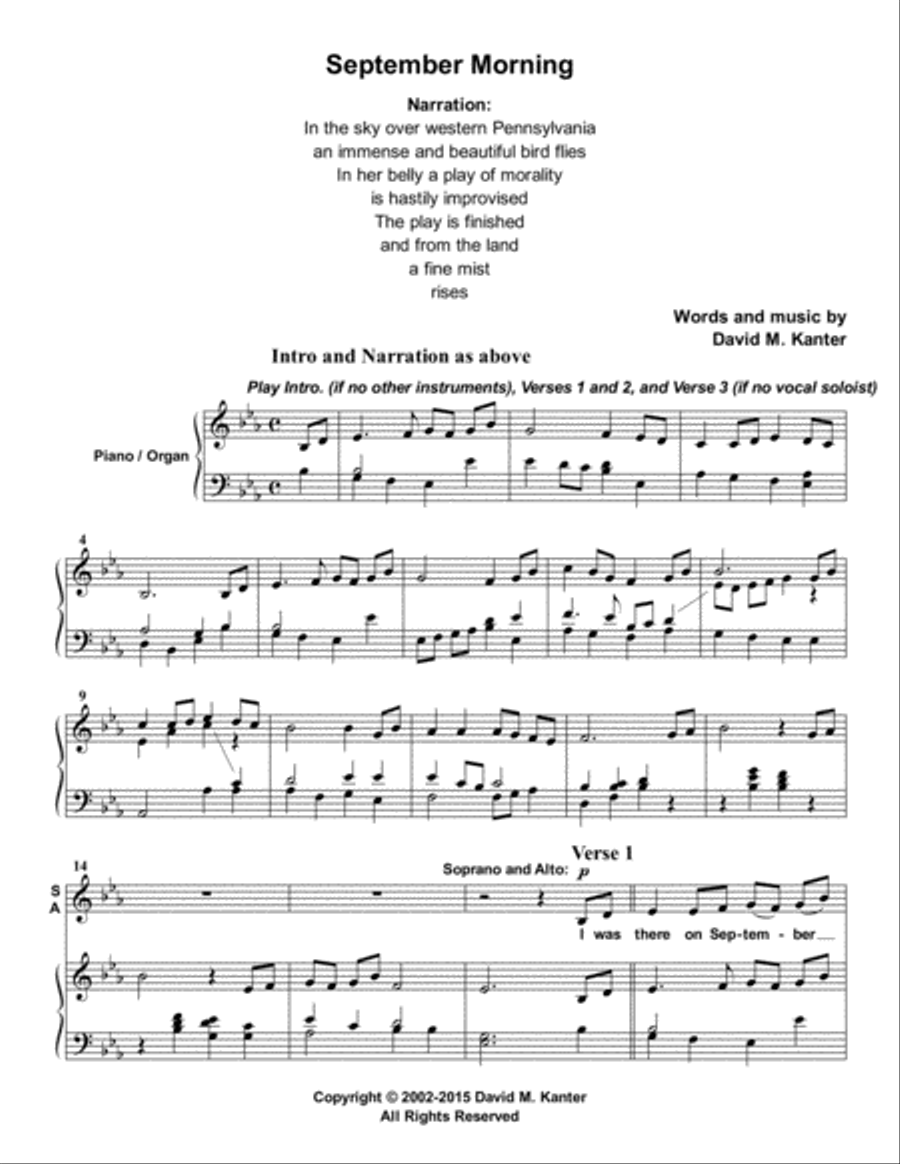 September Morning, an Anthem after 9/11/2001 Small Ensemble scores gallery preview page 2