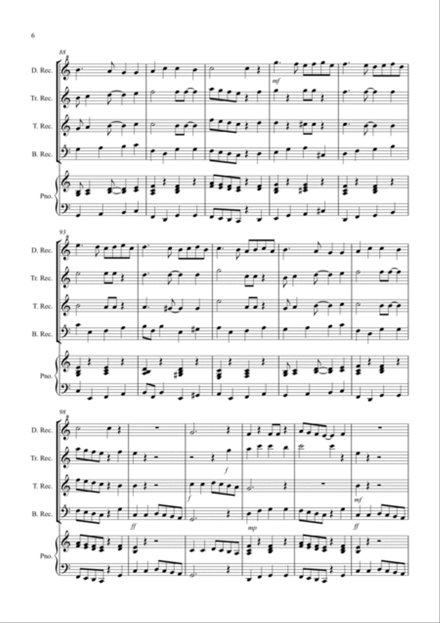 3 Jazzy Christmas Pieces for Recorder Quartet Recorder scores gallery preview page 6