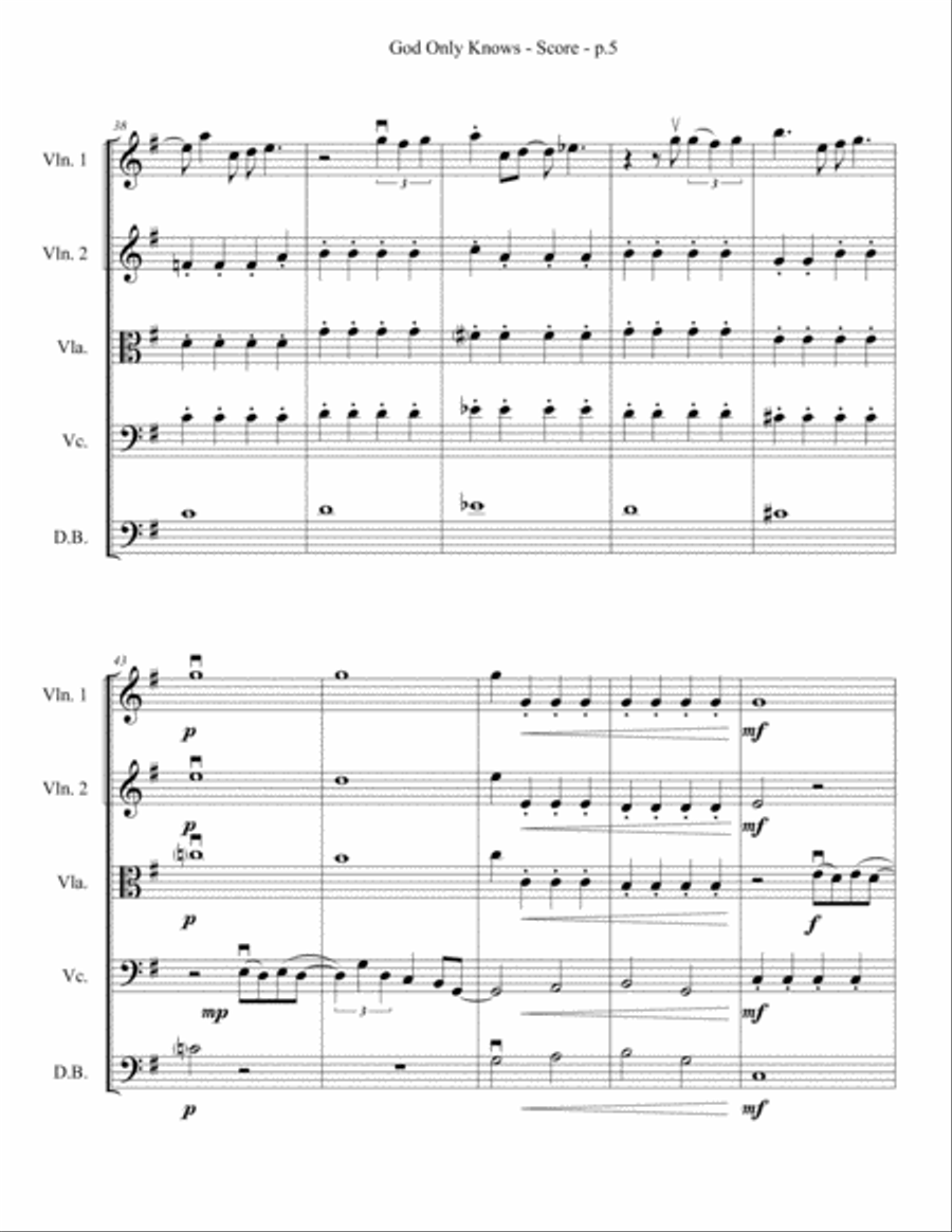 God Only Knows String Quartet scores gallery preview page 6