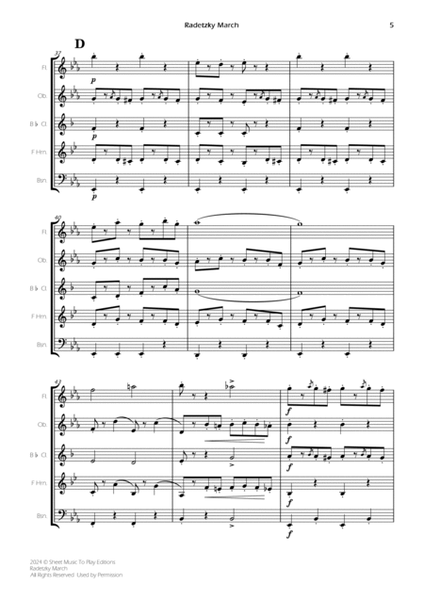 Radetzky March - Wind Quintet (Full Score) - Score Only image number null