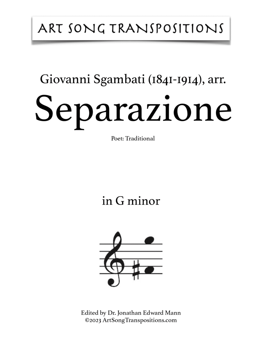 SGAMBATI, arr.: Separazione (transposed to G minor)