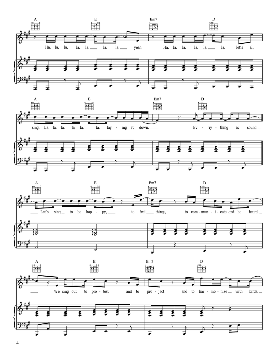 Everything Is Sound (La La La) Piano, Vocal, Guitar scores gallery preview page 4