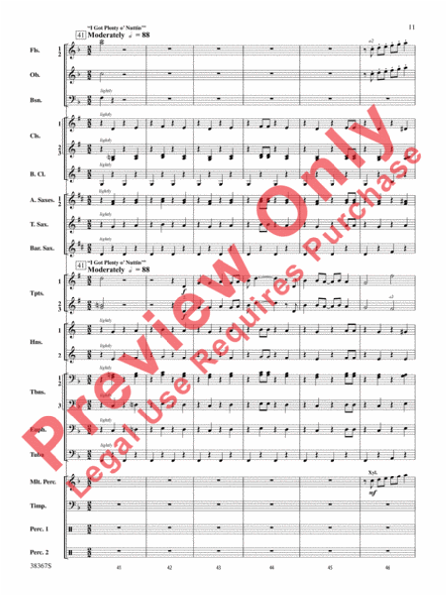 Highlights from Porgy and Bess Concert Band scores gallery preview page 12