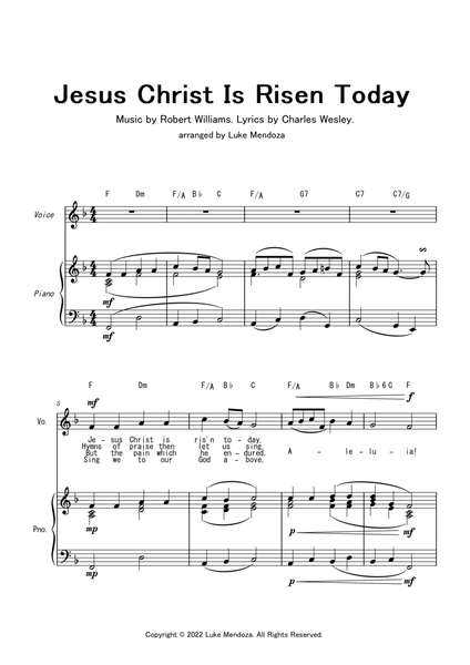 Jesus Christ is Risen Today (Piano and voice) image number null