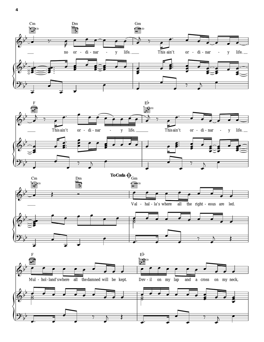 Ordinary Life Piano, Vocal, Guitar scores gallery preview page 4