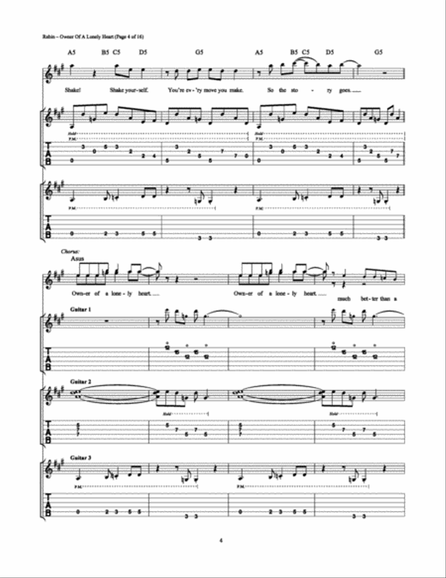 Owner of a Lonely Heart Electric Guitar scores gallery preview page 4