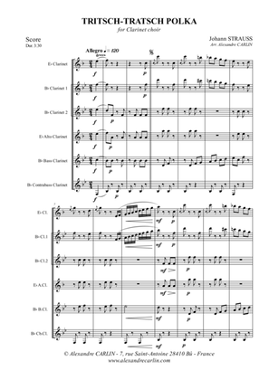 Tritsch-Tratsch Polka, for Clarinet Choir - Score & Parts
