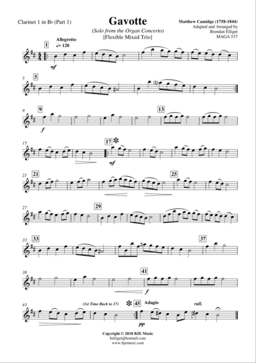 Gavotte (Solo from the Organ Concerto) - Flexible Mixed Woodwind Trio or Mixed Group Score and Parts Large Ensemble scores gallery preview page 6