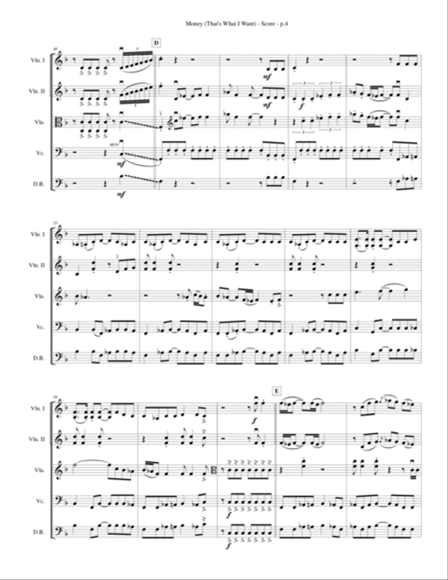 Money (that's What I Want) String Quartet scores gallery preview page 6