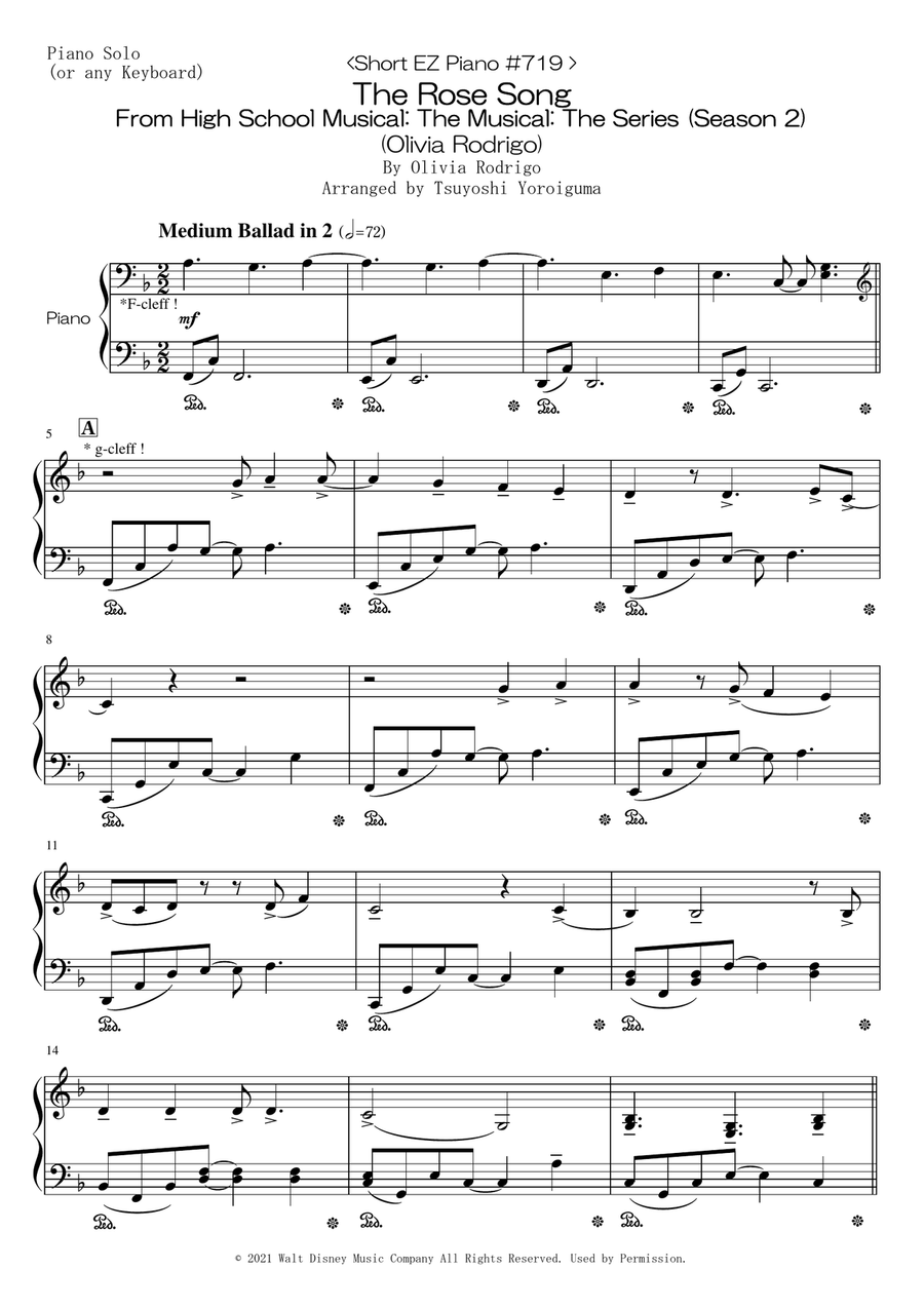 The Rose Song Easy Piano scores gallery preview page 1