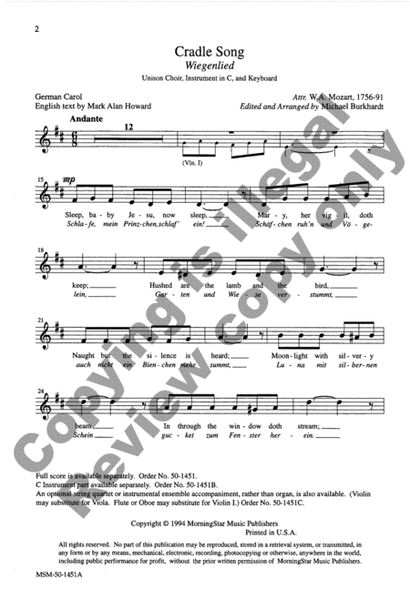 Cradle Song (Choral Melody Score)