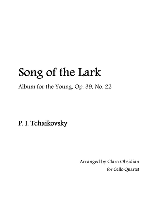 Book cover for Album for the Young, op 39, No. 22: Song of the Lark for Cello Quartet
