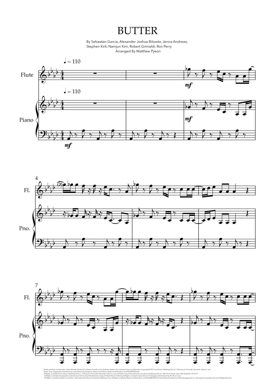 Butter Butter Flute Solo scores gallery preview page 1